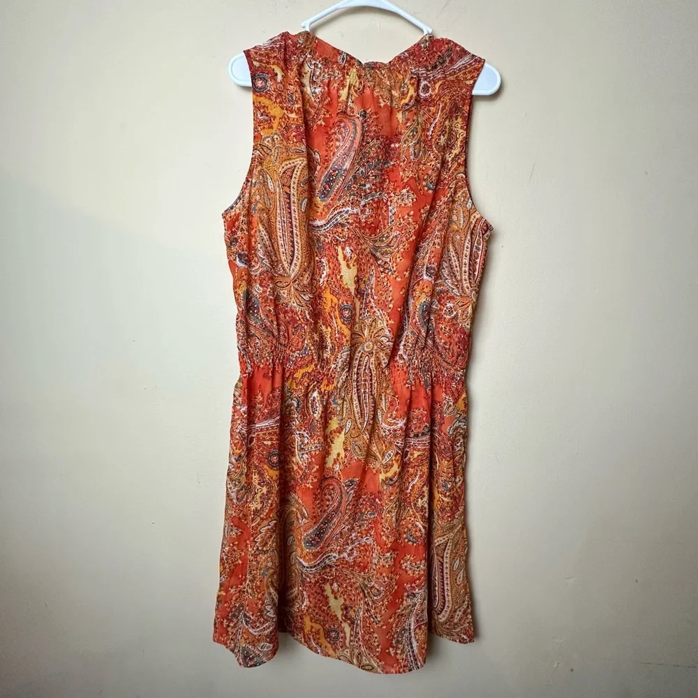Lauren Ralph Lauren Split Neck Sheer Sleeveless Paisley Blouson Beach Dress 16 - Picture 5 of 11